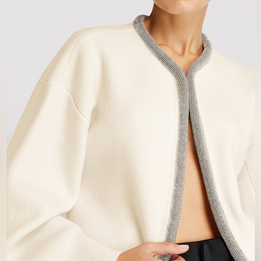 EUC Alexander Wang Cropped Cardigan with Crystal Tubular Neckline $995 M